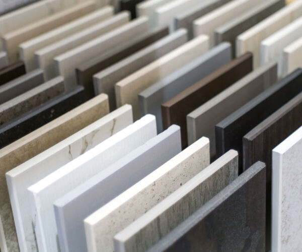 Close up of ktichen countertop samples